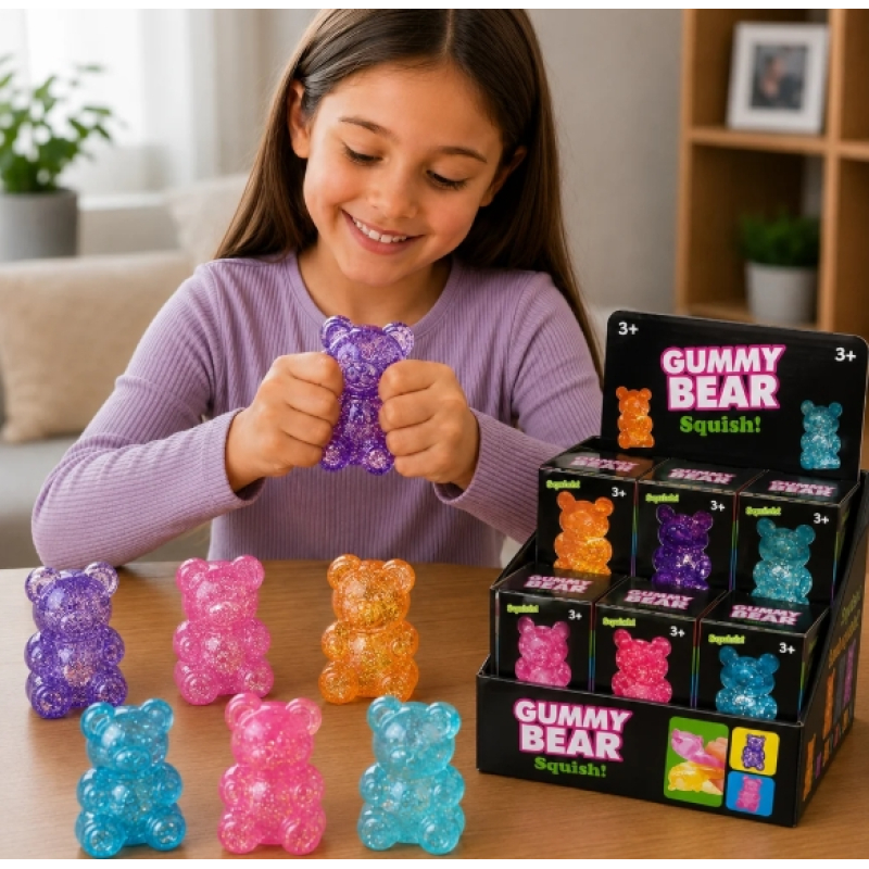 Gummy Bear Squishy Glitter Doosje inhoud 12 stuks